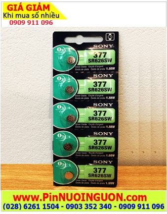COMBO 01vỉ 5viên Pin đồng hồ 1.55v Silver Oxide SONY SR626SW _Pin 377, Giá chỉ 79.000đ/ Vỉ 5viên